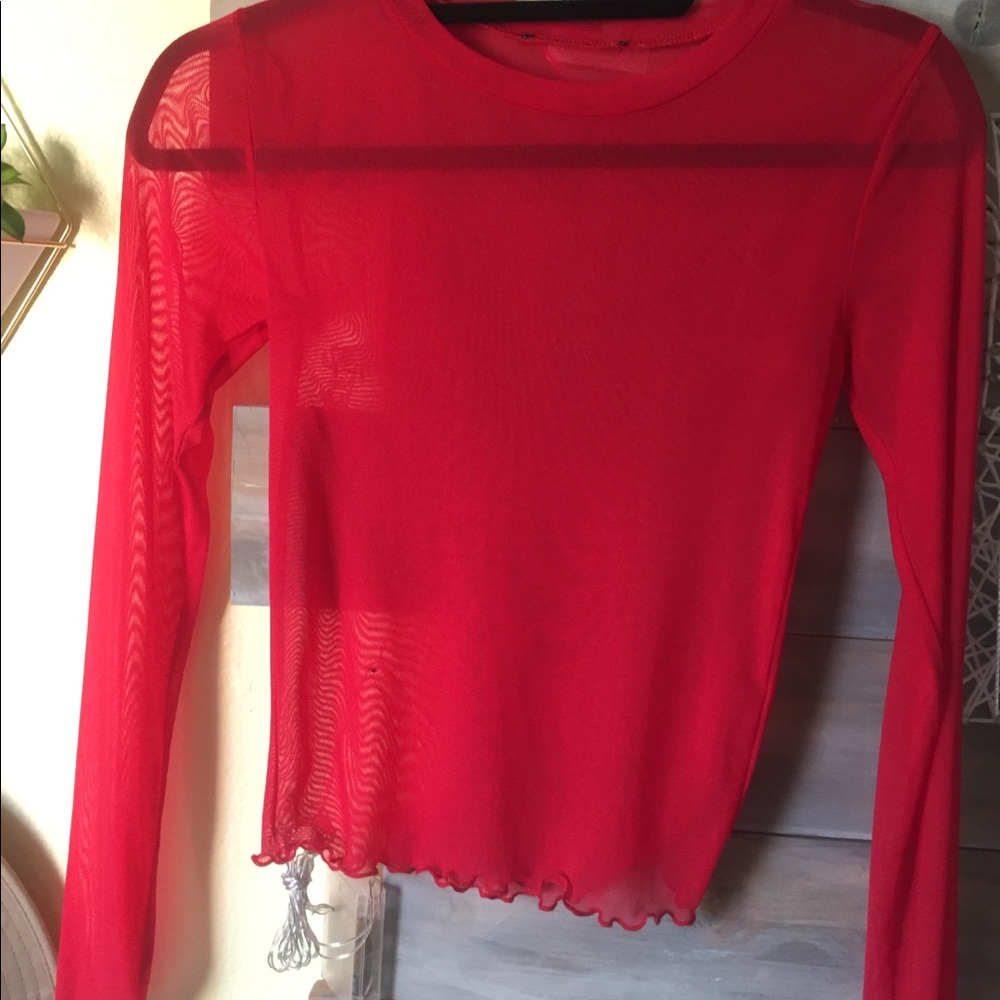 Forever 21 Red Mesh Top